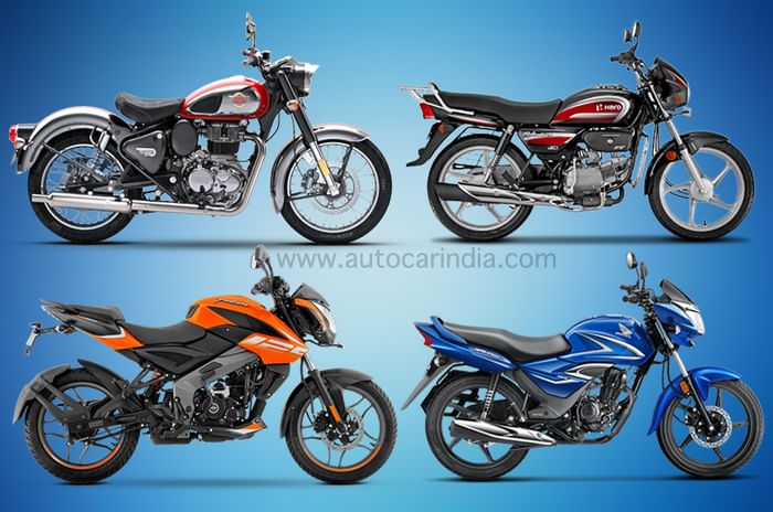 Royal Enfield Classic 350 Hero Splendor Honda CB Shine Bajaj Pulsar NS125 collage image